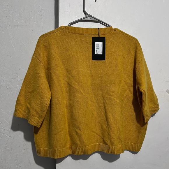 The Kooples yellow mustard cashmere cardigan oversized crop length sweater sz 2 - Picture 1 of 11